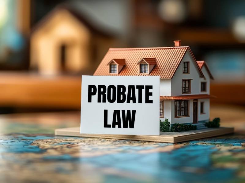 Probate law message on a white card